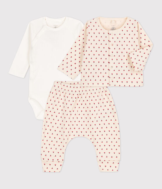 Conjunto de 3 piezas de túbico con estampado gráfico para bebé blanco MARSHMALLOW/blanco MULTICO
