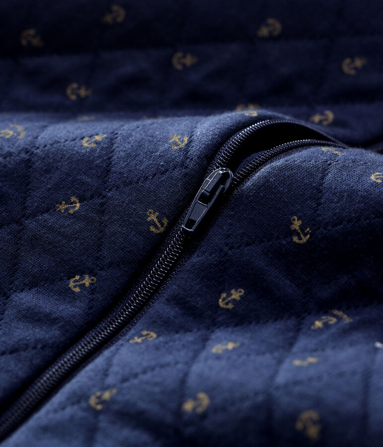 Mono con capucha de beb&eacute;. azul/beige