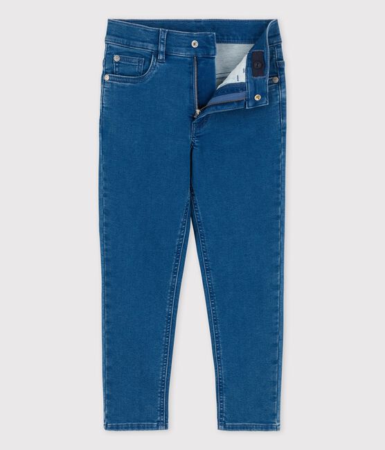 Pantalón regular de tejido vaquero sostenible para niño azul BLEU DELAVE