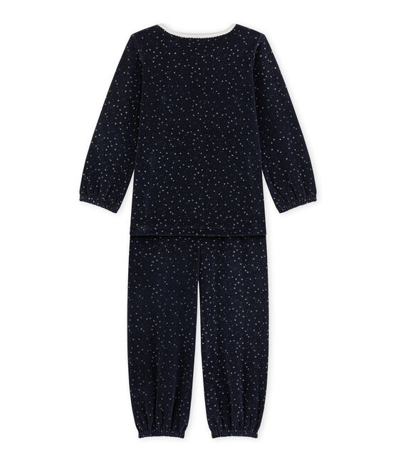 Pijama de terciopelo para niña azul SMOKING/gris ARGENT