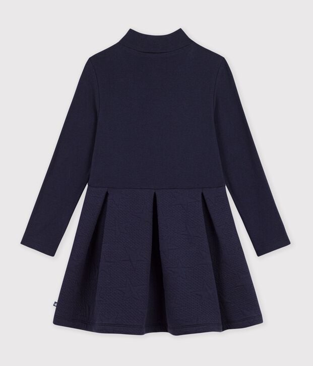Vestido infantil liso de manga larga de algod&oacute;n SMOKING