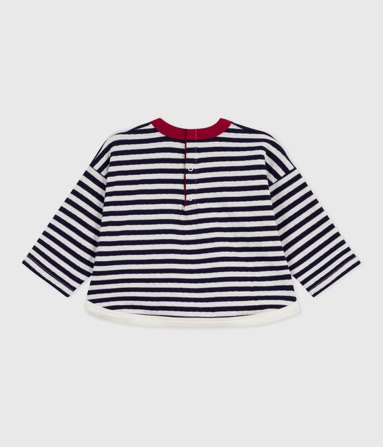 Camiseta de manga larga de algodón a rayas para bebé azul SOIR/ MILK