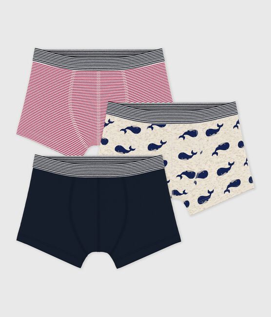 Juego de 3 bóxeres infantiles de algodón con estampado de ballenas variante 1
