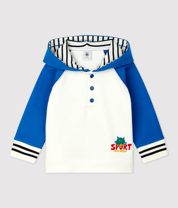 Sudadera de mulet&oacute;n de beb&eacute;. azul/blanco