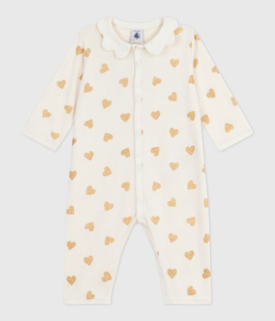 Pijama sin pies de algodón con estampado de corazones dorados para bebé MILK/ DORE