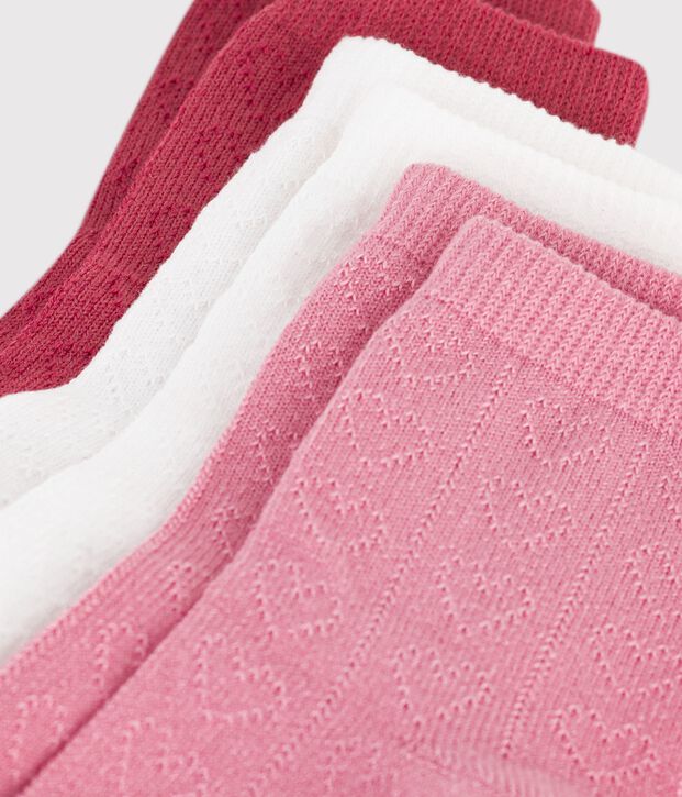 3 pares de calcetines de algod&oacute;n calado con corazones para beb&eacute; multicolor