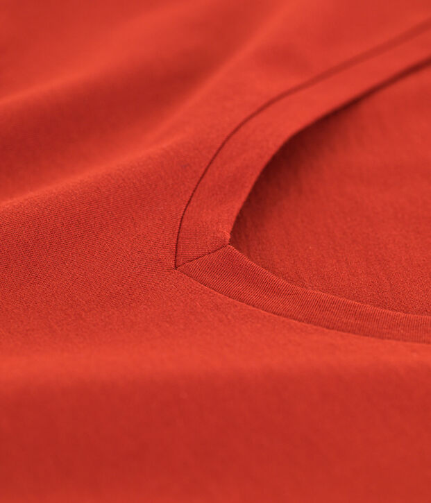 La camiseta RECTA de algod&oacute;n con cuello de pico para mujer rojo