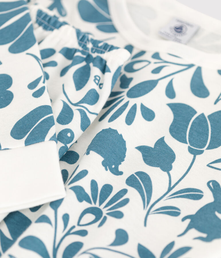 Pijama de algod&oacute;n para ni&ntilde;o/ni&ntilde;a blanco/azul