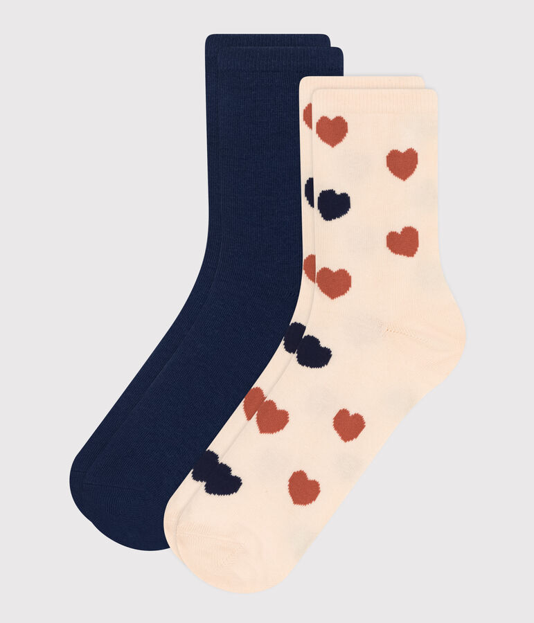 2 pares de calcetines de algod&oacute;n estampados para mujer multicolor