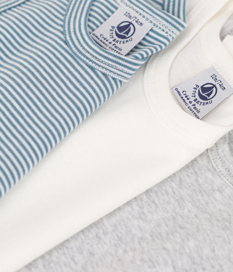 Juego de 3 bodis sin mangas milrayas de algod&oacute;n de beb&eacute; variante 1