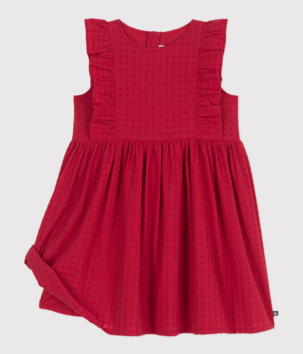 Vestido infantil de algod&oacute;n sin mangas rojo