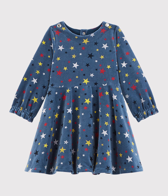 Vestido de manga larga para bebé niña azul MEDIEVAL/blanco MULTICO
