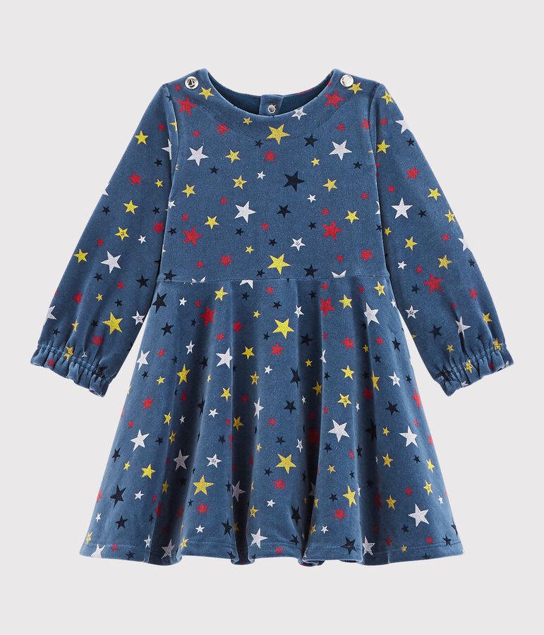 Vestido de manga larga para beb&eacute; ni&ntilde;a azul/multicolor
