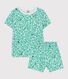 Pijama corto de algodón con estampado vegetal para niño