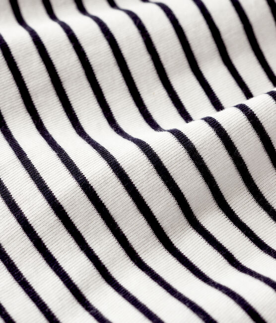 Vestido-bodi de manga corta de canalé para bebé niña blanco MARSHMALLOW/azul SMOKING