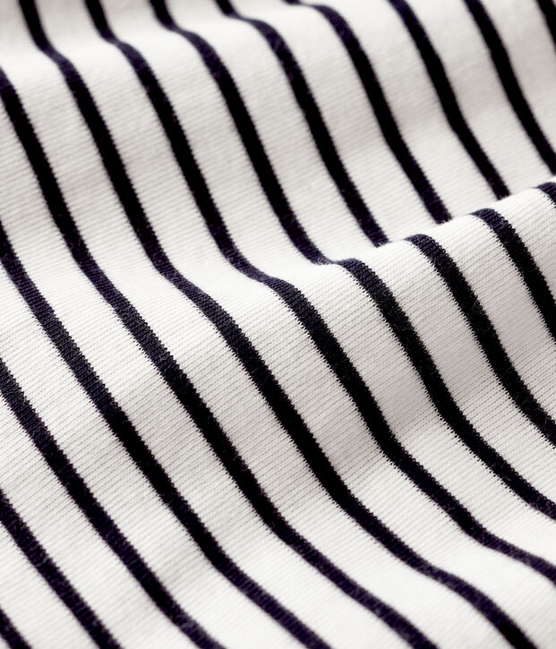 Vestido-bodi de manga corta de canal&eacute; para beb&eacute; ni&ntilde;a blanco/azul