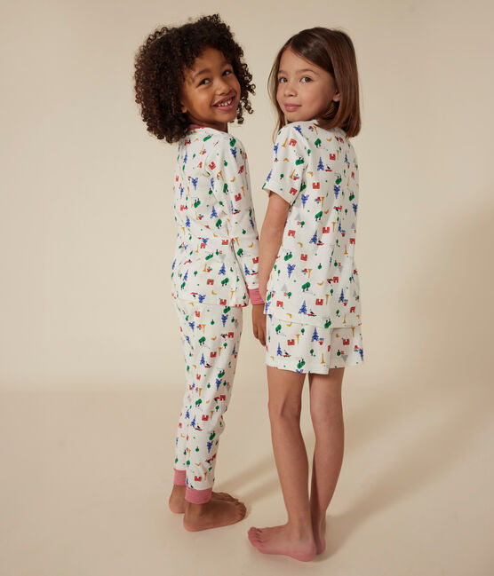Pijama infantil corto de algodón con estampado de París blanco MARSHMALLOW/blanco MULTICO