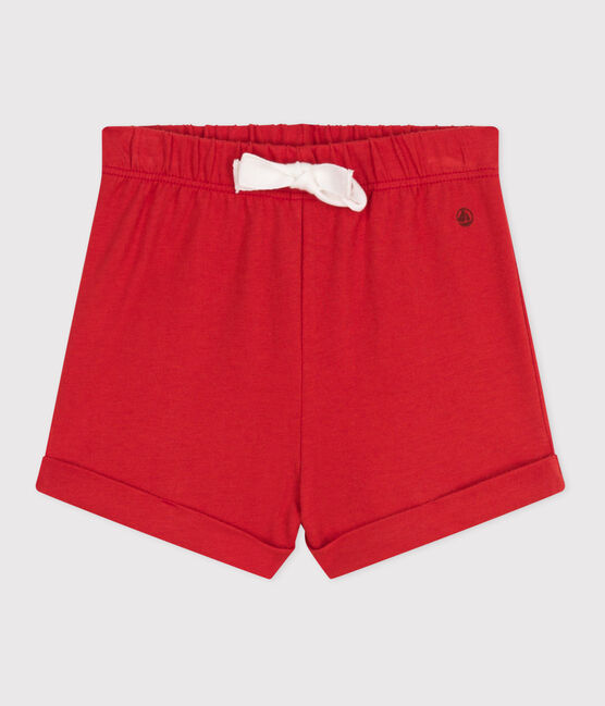 Pantalón corto liso de algodón para bebé rojo AURORA