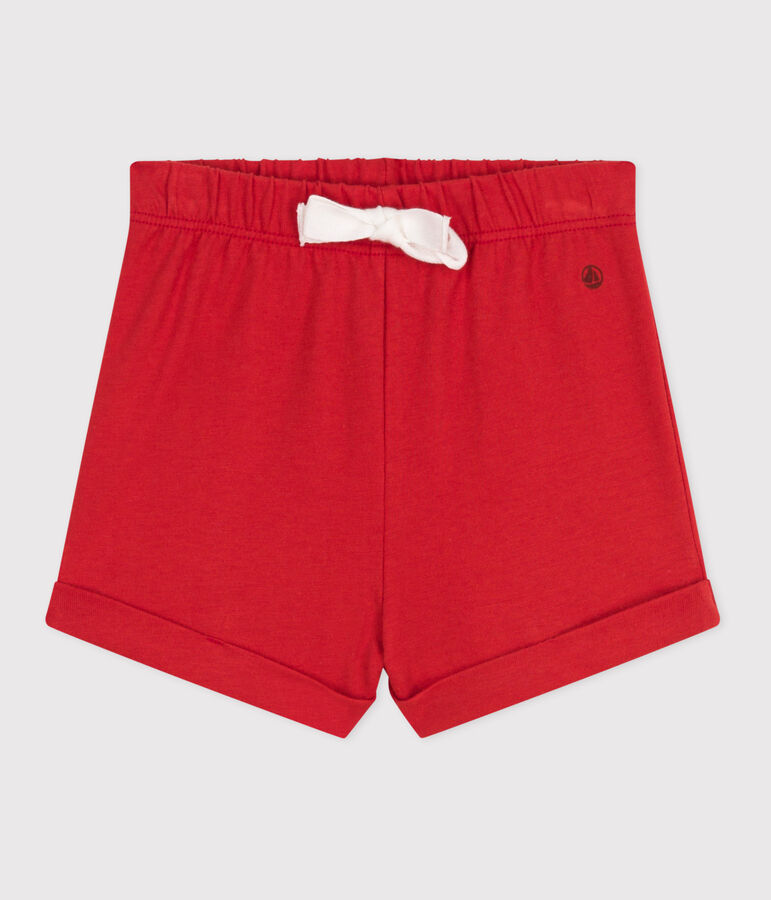 Pantal&oacute;n corto liso de algod&oacute;n para beb&eacute; rojo