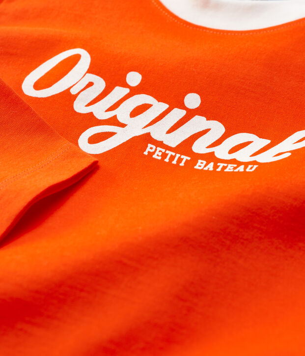 Camiseta de manga larga de algod&oacute;n de ni&ntilde;o naranja