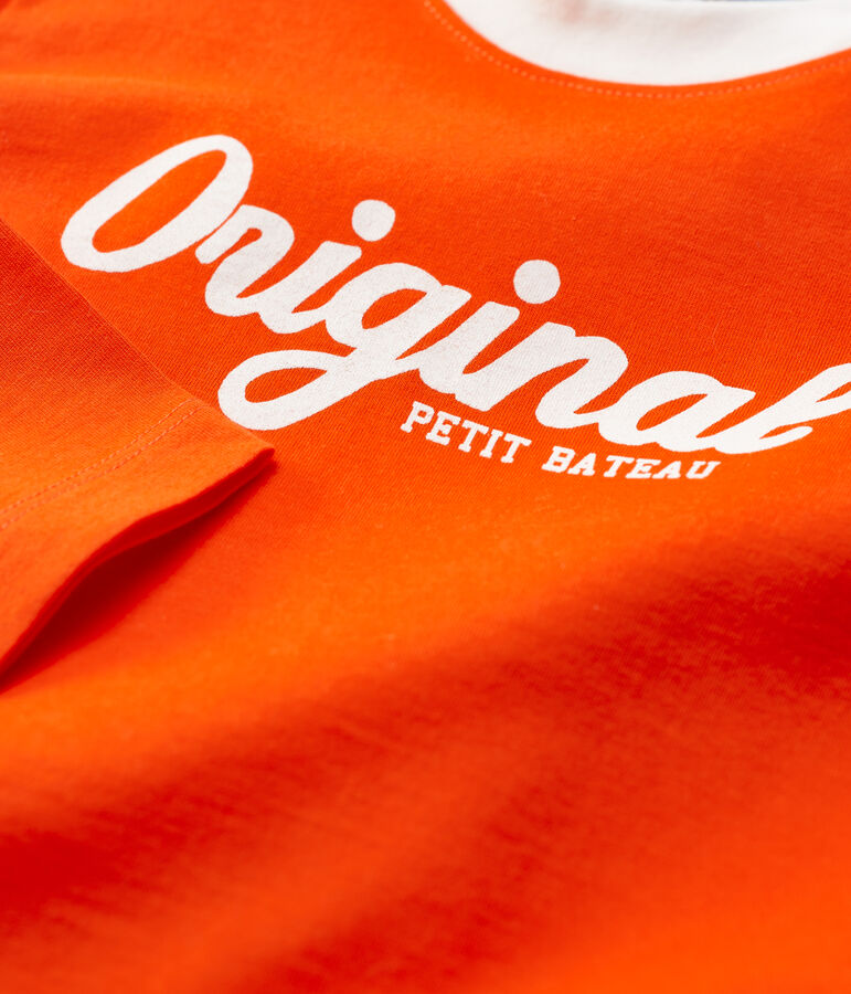 Camiseta de manga larga de algod&oacute;n de ni&ntilde;o naranja