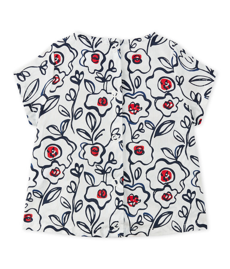 Blusa beb&eacute; de ni&ntilde;a en popelina blanco/multicolor