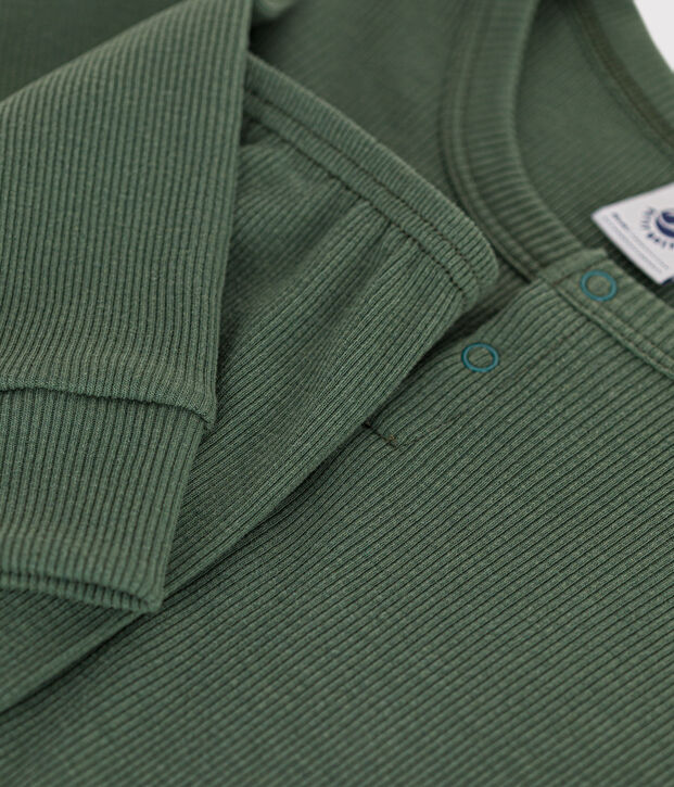 Pijama liso de algod&oacute;n y lyocell para ni&ntilde;o/ni&ntilde;a verde