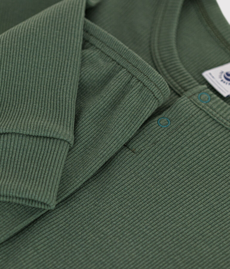 Pijama liso de algod&oacute;n y lyocell para ni&ntilde;o/ni&ntilde;a verde