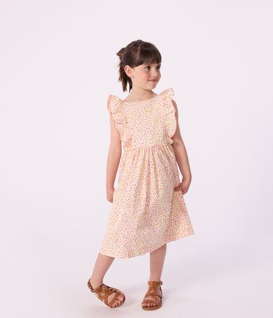 Vestido infantil sin mangas de algod&oacute;n con estampado y espalda descubierta