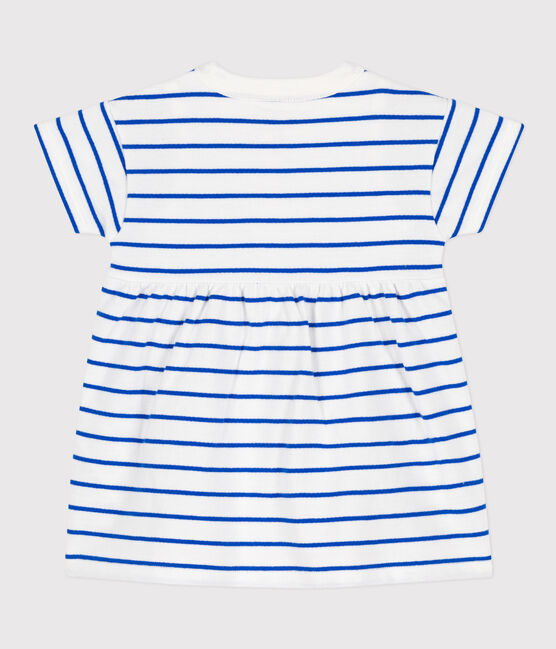 Vestido de felpa con body integrado para bebé blanco MARSHMALLOW/azul PERSE