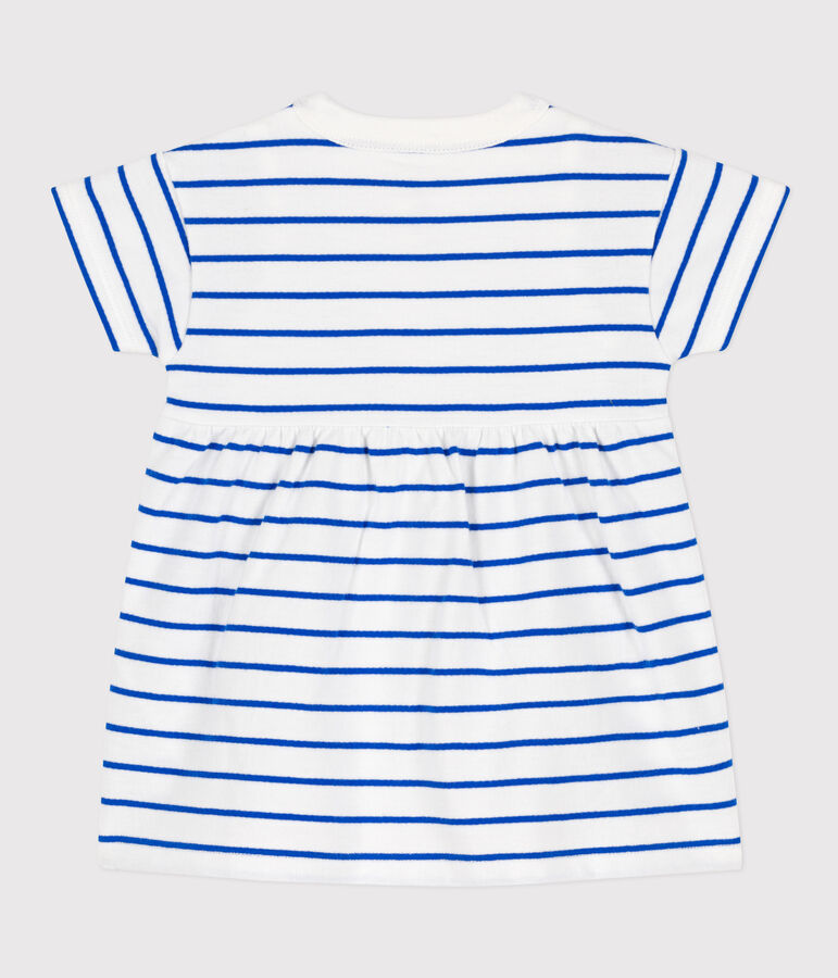 Vestido de felpa con body integrado para beb&eacute; blanco MARSHMALLOW/azul PERSE