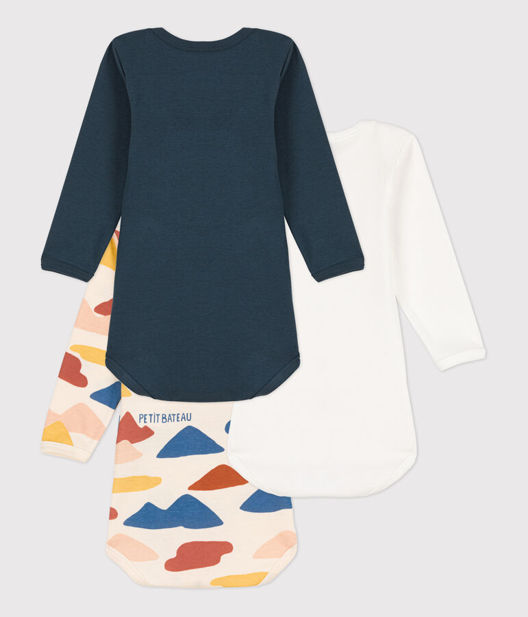 Juego de 3 bodis de algod&oacute;n de manga larga para beb&eacute; multicolor