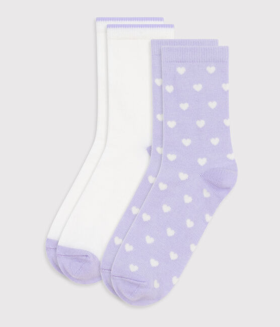 2 pares de calcetines infantiles de algodón con estampado de corazones variante 1