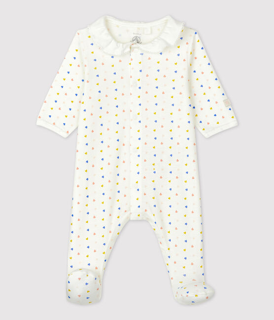 Pelele de bebé de algodón orgánico blanco MARSHMALLOW/blanco MULTICO
