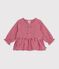 Blusa de algod&oacute;n de manga larga a rayas para beb&eacute; rosa/rosa
