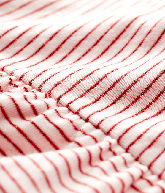 Blusa de manga corta de tejido tubular de rayas de bebé niña rosa FLEUR/rosa COPPER