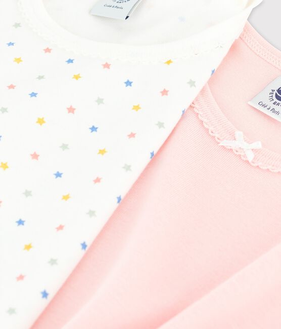 Juego de 2 camisetas de manga corta con estrellitas se algodón orgánico de niña variante 1
