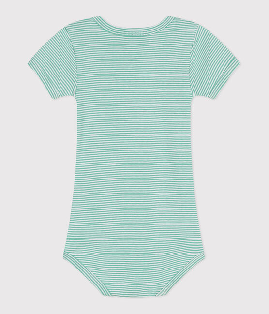 Body estampado de algodón de manga corta para bebé verde ALOEVERA/blanco MARSHMALLOW