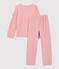 Pijama rosa de ni&ntilde;a con motivo de cabras montesas de terciopelo rosa CHARME