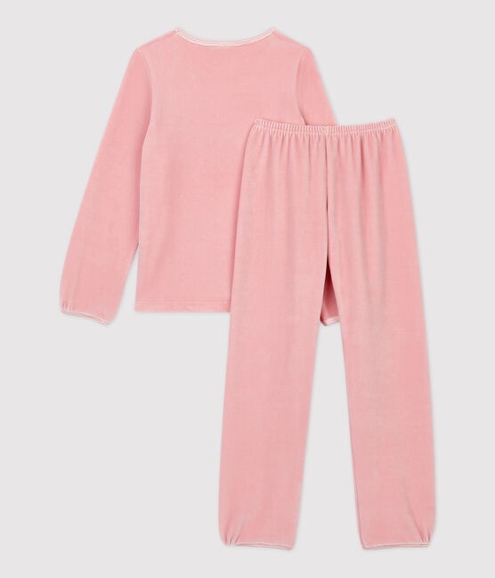Pijama rosa de niña con motivo de cabras montesas de terciopelo rosa CHARME