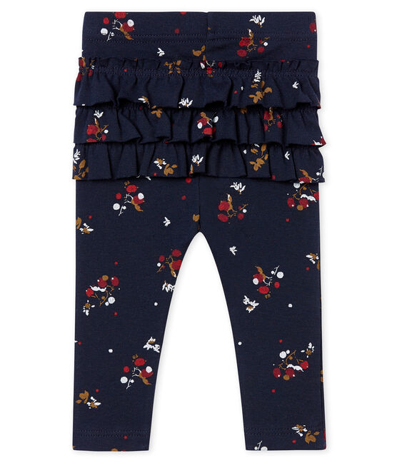 Legging estampado para bebé niña azul SMOKING/blanco MULTICO