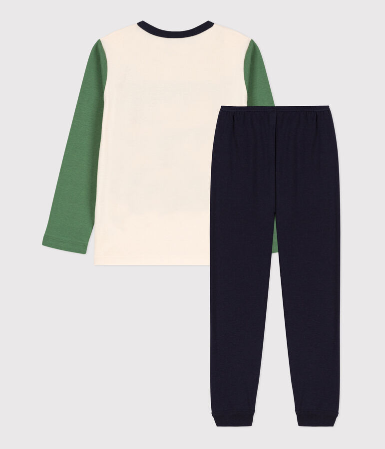 Pijama de algod&oacute;n para ni&ntilde;o/ni&ntilde;a azul SMOKING/blanco MULTICO