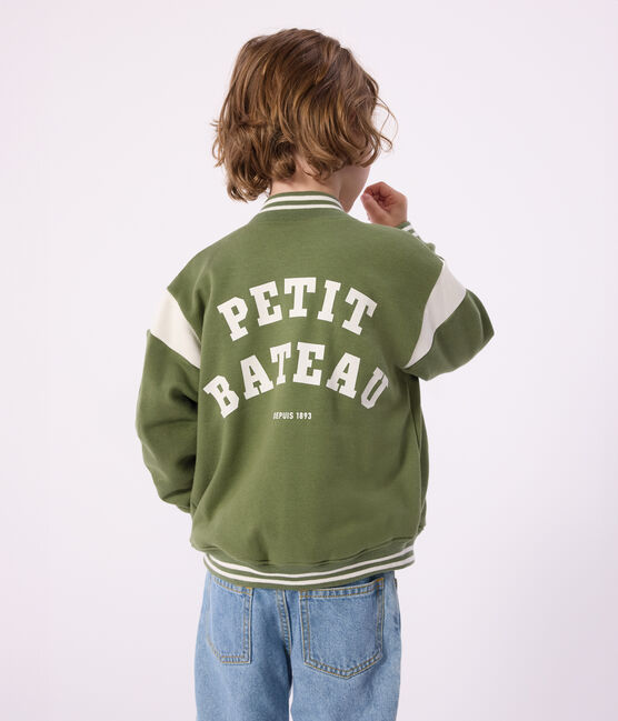 Chaqueta teddy infantil de algodón verde OLIVINE/ MILK