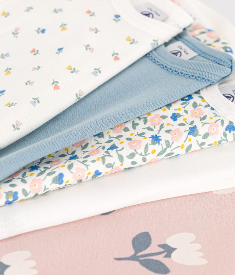 Juego de 5 bodis de algod&oacute;n de manga larga con flores variante 1