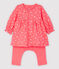 Vestido-leggings de cerezas de tejido tubular de algodón ecológico de bebé rosa PEACHY/rosa FLEUR