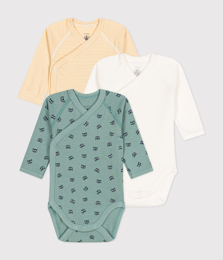 Juego de 3 bodis cruzados de manga larga de algod&oacute;n para beb&eacute; variante 1