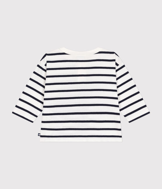 Camiseta de algodón de manga larga para bebé blanco MARSHMALLOW/azul SMOKING