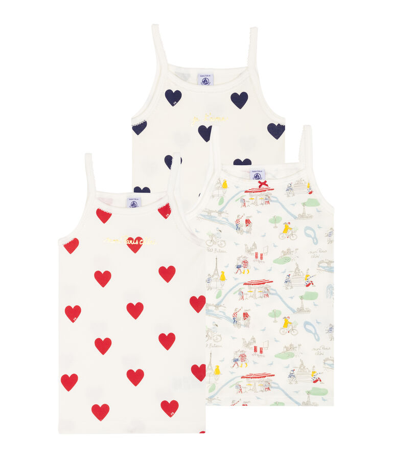 Tr&iacute;o de camisas de tirantes para ni&ntilde;a multicolor