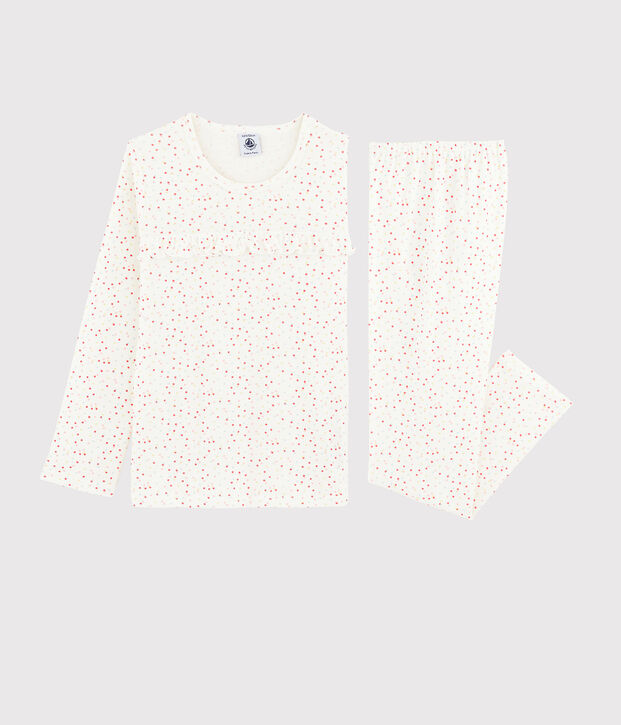 Pijama de lunares multicolores de algod&oacute;n ecol&oacute;gico de ni&ntilde;a blanco/multicolor
