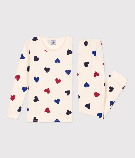 Pijama snugfit de algodón con corazón para niña blanco AVALANCHE/ MULTICO